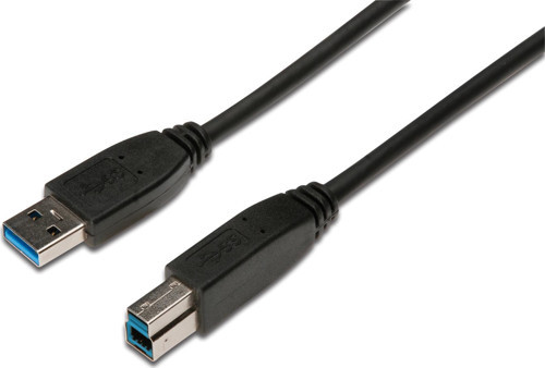 USB 3.0 Bağlantı Kablosu, USB A erkek - USB B erkek, 1.80 metre, CU, AWG 28, 2x zırhlı, UL, siyah re