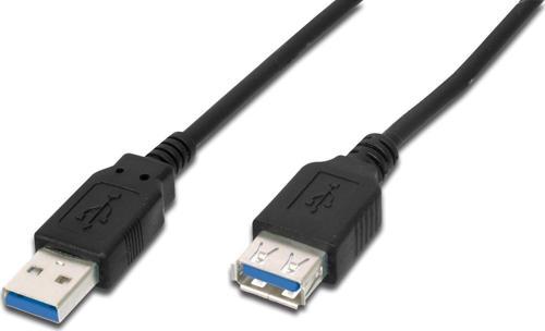 USB 3.0 Uzatma Kablosu, USB A erkek - USB A dişi, 1.8 metre, AWG 28, 2x zırhlı, UL, siyah