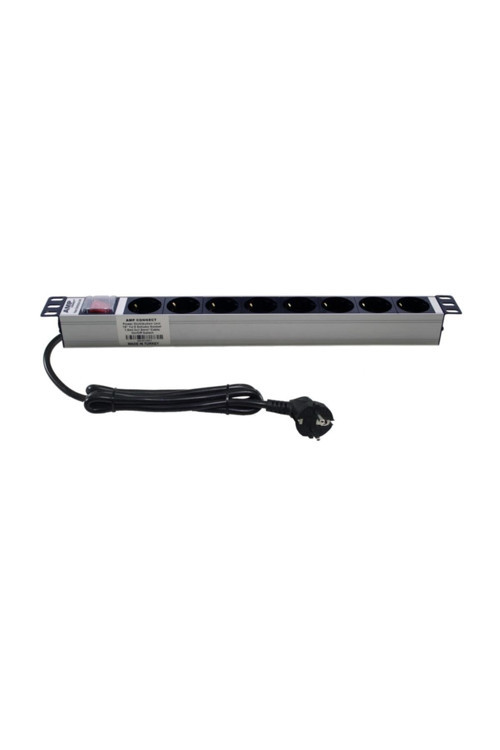 19" 1u 8'li Şebeke Prizli On-off Anahtarlı Pdu