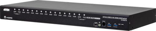 16-Port Usb 3.0 4K Hdmı Kvm Switch, Kabin Tipi, Kabin Montaj Kiti Ürün İle Birlikte Gelir