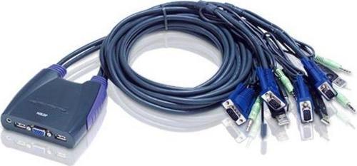 4 portlu USB VGA KVM (Keyboard/Video Monitor/Mouse) Switch, Hoparlör bağlantısı mevcut, Masaüstü Tip