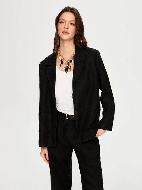 %100 Keten Astarsız Kadın Blazer Ceket US26CKT015