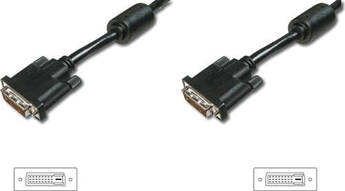 DVI Bağlantı Kablosu, DVI-D (24+1) Erkek - DVI-D (24+1) Erkek, 2x ferrit filtre, 2 metre, Siyah
