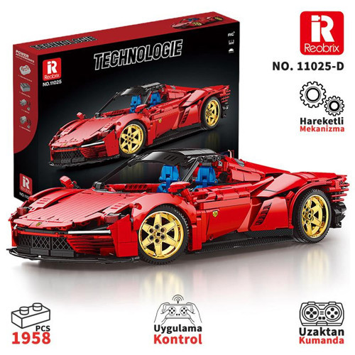 Technic 11025-D Ferrari Daytona SP3 Araba Kumanda&Motorlu Yapı Blok Seti Building Blocks-1958Parça
