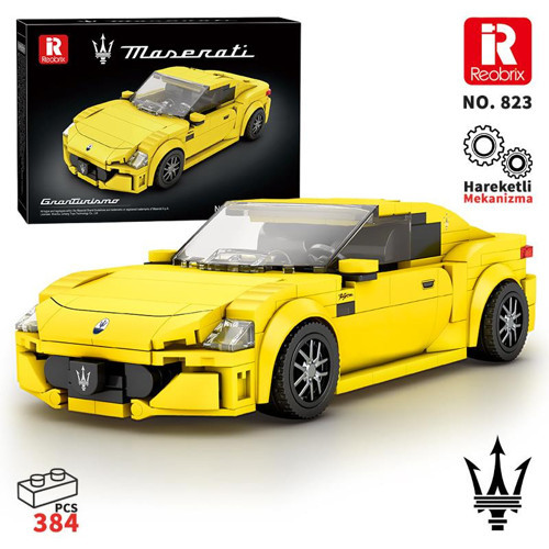 Technic 823 1/24 GranTurismo Maserati Sarı Spor Araba Yaratıcı Yapı Blok Seti Building Blocks - 384 Parça