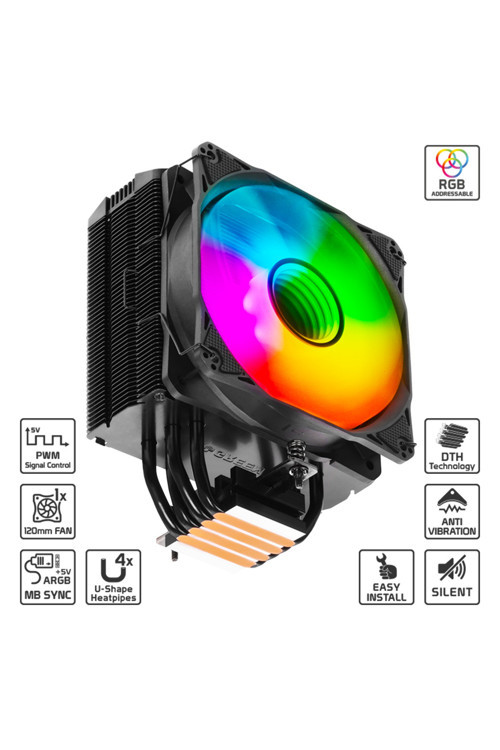 Fan Cpu Combo Notus 400 Argb Bakır Boru Kule Tipi 1700+1200+1366+2011+1156/ +Am5