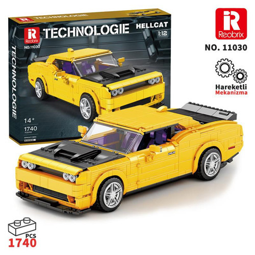 Technic 11030 1/12 Dodge Challenger Hellcat Araba Yaratıcı Yapı Blok Seti Building Blocks - 1740 Parça