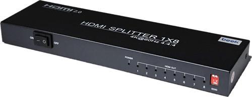 4K 8&#039;li HDMI Video Çoklayıcı, 3840 x 2160 piksel çözünürlük, HDCP 2.3, metal şasi, siyah r