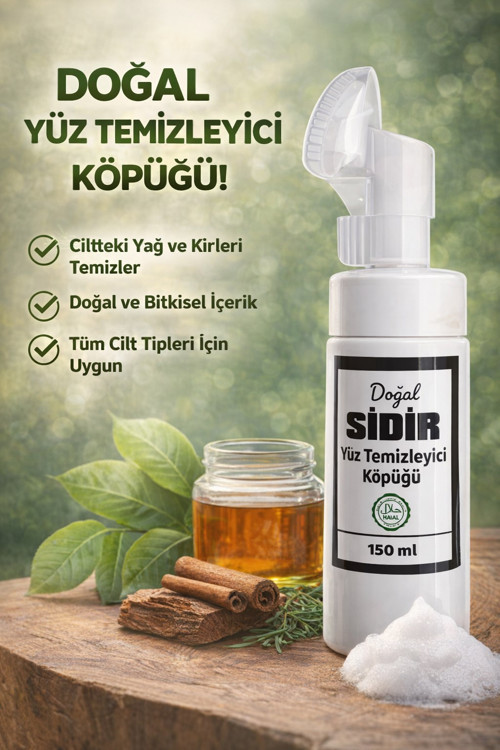 Doğal Sidr Özlü Yüz Köpüğü 150 ml – Tüm Ciltler İçin Derin Temizlik!"