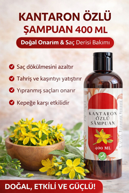Kantaron Özlü Şampuan 400 ML | Saç Dökülmesine Karşı Etkili, Onarıcı & Güçlendirici Bakım