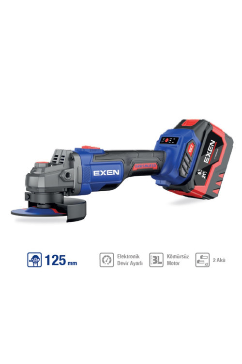 EN 456 ATS Kömürsüz Şarjlı Avuç Taşlama 125 mm 2x6 Ah Çift Akülü