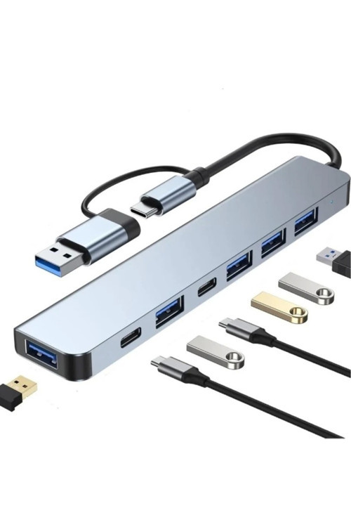 7 In 1 USB Type-C USB A+Usb C-Usb 2.0/3.0 Çevirici Adaptör Çok Portlu Çoklayıcı USB Hub