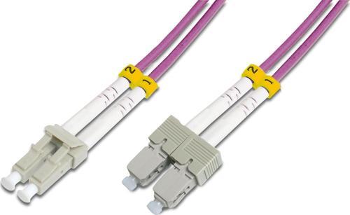 SC-LC Fiber Optik Patch Kablo, Multimode OM 4 50/125 Duplex, 3.0mm, LSZH, 15 metre