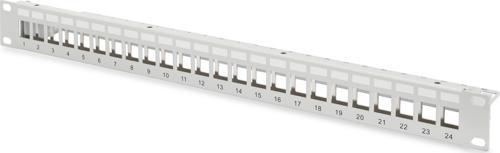 24 Port Boş Patch Panel, Zırhlı, 1U Yüksekliğinde, Gri Renk