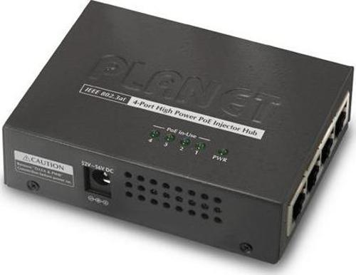 4-Port 10/100/1000Base-TX IEEE 802.3at/af PoE+ Injector Hub