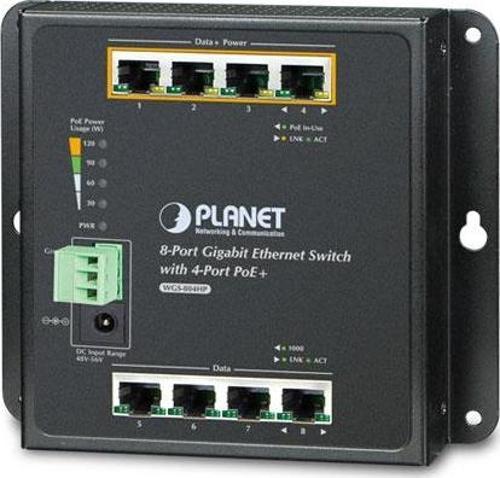 Duvar Tip Yönetilemeyen PoE+ Switch&lt;br&gt;8-Port 10/100/1000Base-T (Port-1 ile Port-4 arası IEEE 