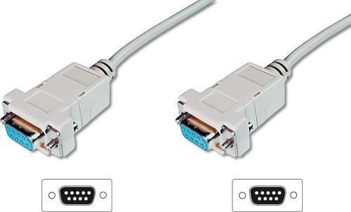Modem Bağlantı Kablosu, D-Sub9 Dişi - D-Sub9 Dişi, 3 metre, vidalı, bej renk&lt;br&gt;Digitu