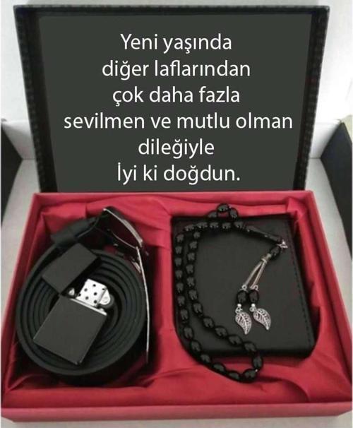 Doğum Günü Hediyesi Cüzdan, Kemer, Tespih, Çakmak Seti