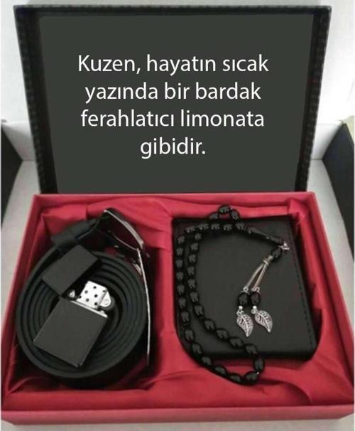 Kuzen 'e Hediye Cüzdan, Kemer, Tespih, Çakmak Seti