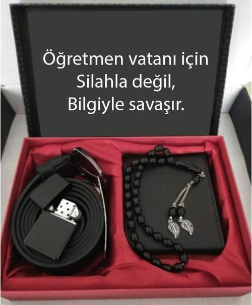 Öğretmenler Günü Hediye Cüzdan, Kemer, Tespih, Çakmak