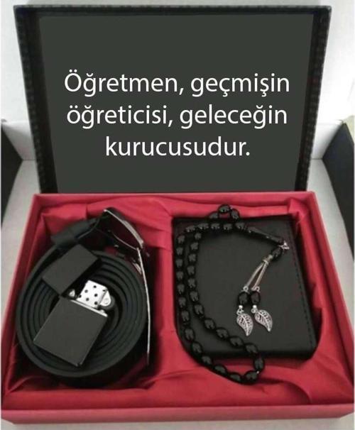 Öğretmenler Günü Hediye Cüzdan, Kemer, Tespih, Çakmak Seti DG24