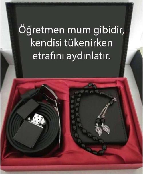 Öğretmenler Günü Hediye Cüzdan, Kemer, Tespih, Çakmak Seti DG25
