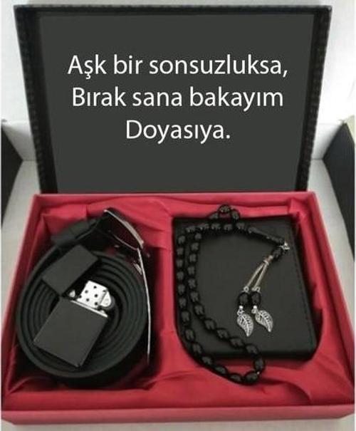 Sevgililer Günü Hediye Cüzdan, Kemer, Tespih, Çakmak Seti DG27
