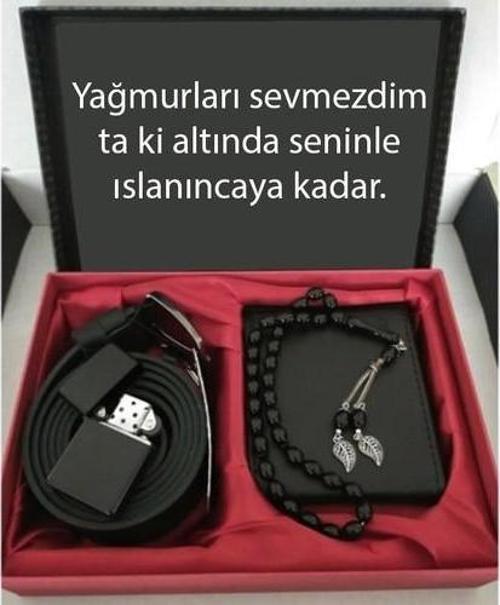 Sevgiliye Özel Hediye Cüzdan, Kemer, Tespih, Çakmak Seti DG28