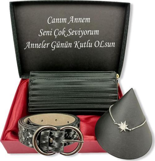 ANNELER GÜNÜNE KİŞİYE ÖZEL SET Cüzdan, Kemer, Bileklik, Özel Kutulu Set