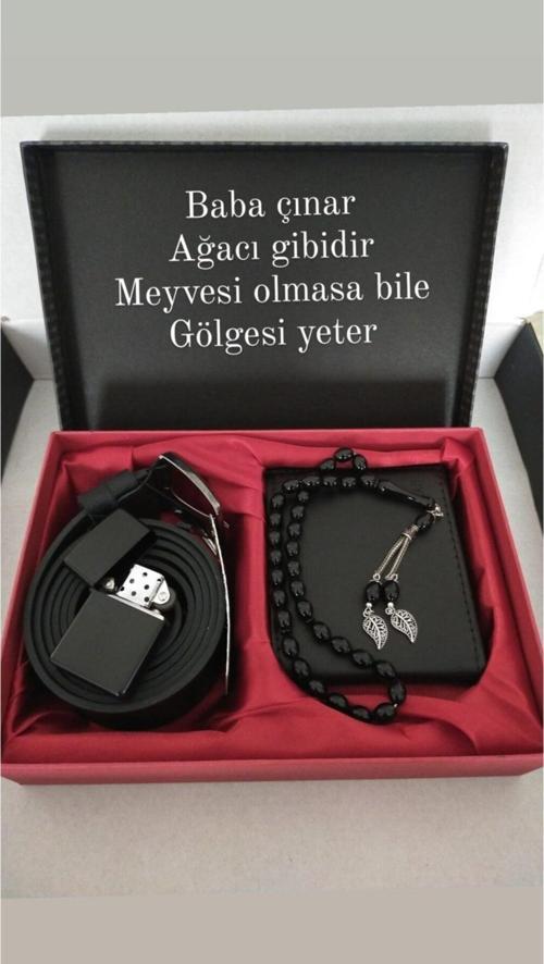 Babalar Günü Hediyesi Cüzdan Kemer Çakmak Tesbih Seti