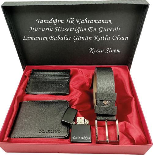 BABALAR GÜNÜNE KİŞİYE ÖZEL SET kemer, cüzdan, kartlık, çakmak kutulu set