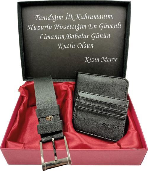 BABALAR GÜNÜNE KİŞİYE ÖZEL SET kemer, cüzdan, kartlık, kutulu set