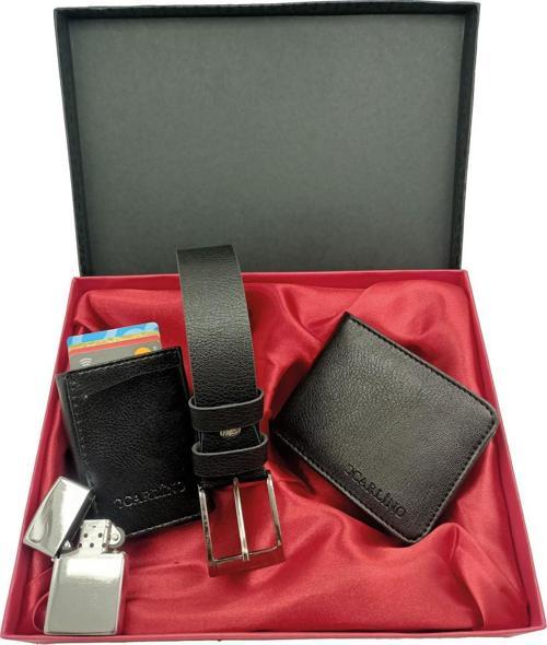 ERKEKLERE ÖZEL SET kemer, cüzdan, mekanizmalı kartlık, çakmak, özel kutulu set
