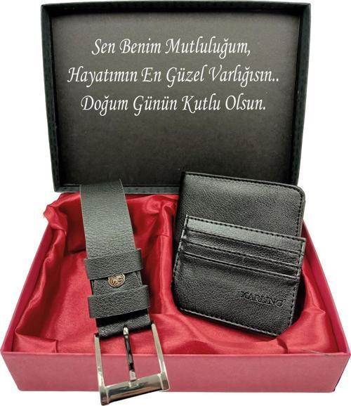 Sevgiliye DOĞUM GÜNÜ Kişiye Özel YAZILI SET Kemer,cüzdan,kartlık, Özel Kutulu Set