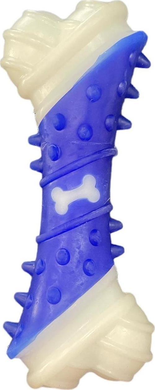Kemik Desenli Dental Kaval Kemik Köpek Oyuncağı 17cm Mavi