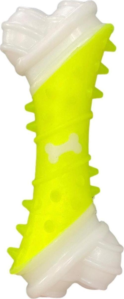 Kemik Desenli Dental Kaval Kemik Köpek Oyuncağı 17cm Sarı