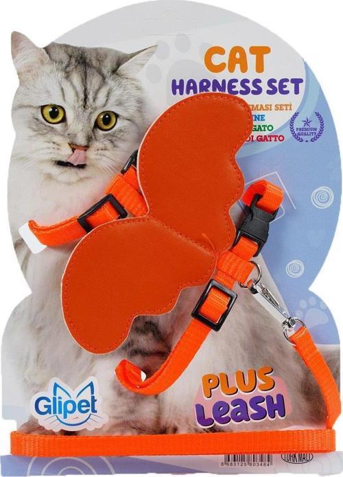 Melek Kanatlı Kedi Göğüs Tasması Turuncu