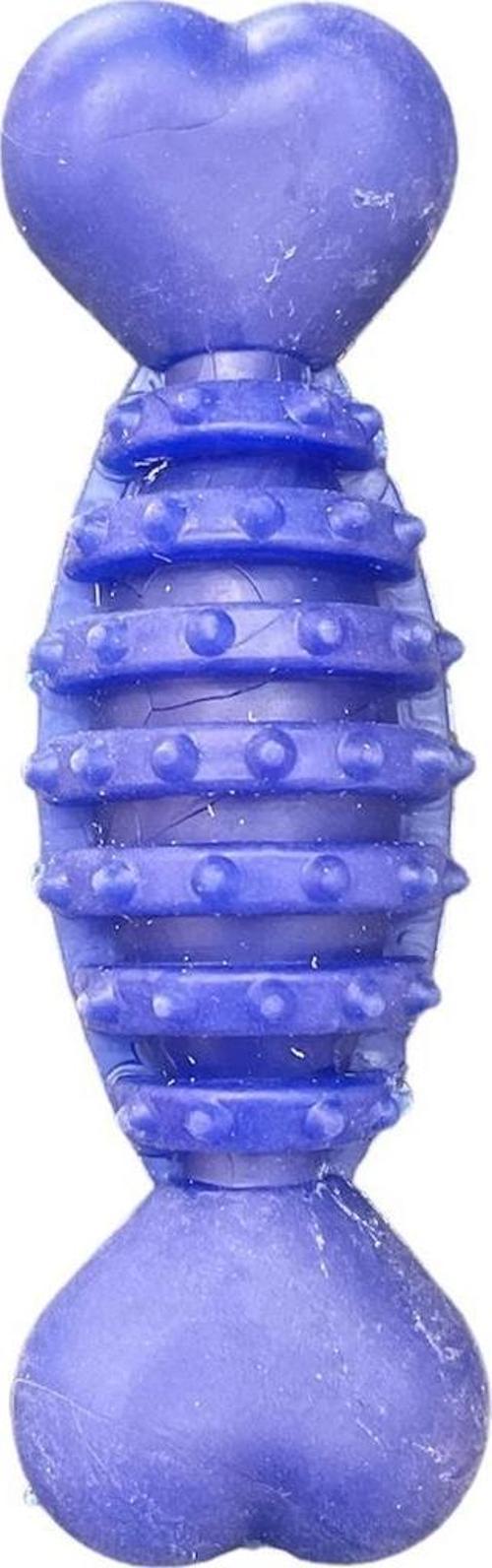 Plastik Halter Dikenli Kemik Köpek Oyuncağı 12cm Mavi
