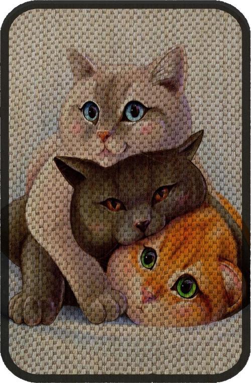 Desenli Kedi Tırmalama Paspası 58x37 Cm Three Cat