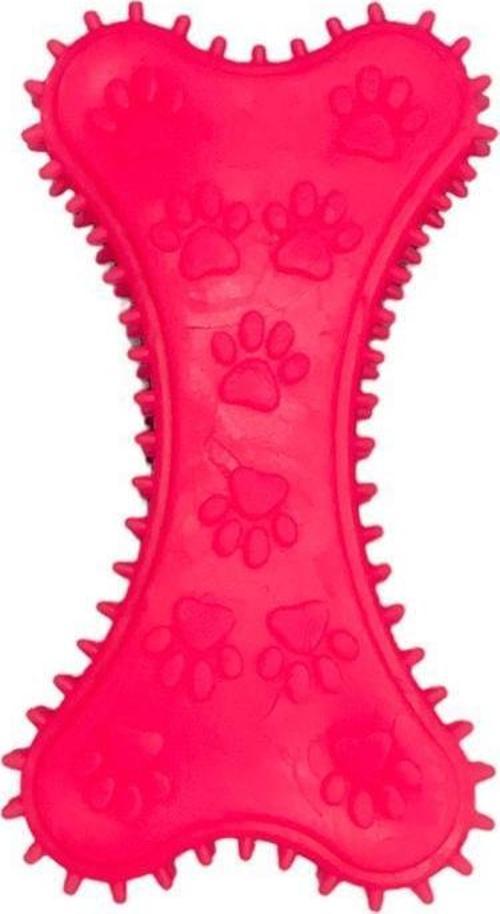 Plastik Kavak Kemik Dikenli Küçük Köpek Oyuncağı 10cm Pembe