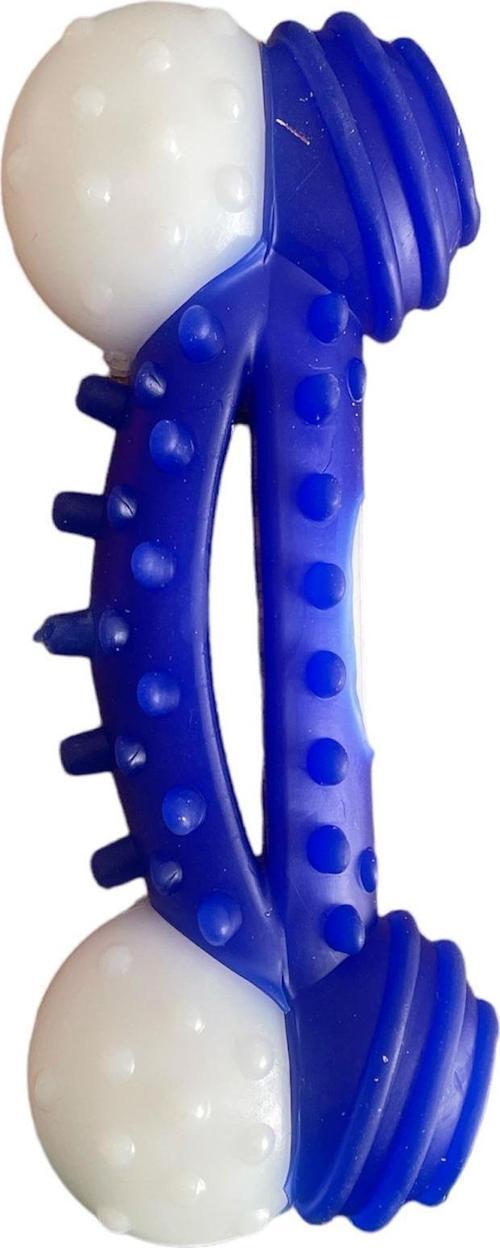 Plastik Kemik Dental Topuzlu Küçük Köpek Oyuncağı 12cm Mavi