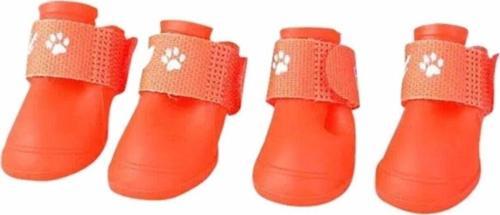 Silikon Su Geçirmez Köpek Ayakkabısı 4'lü Paket Kırmızı L