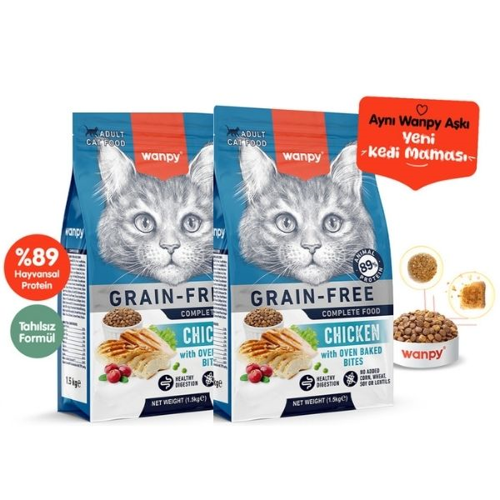 Tahılsız Tavuklu Yetişkin Kedi Maması 1,5Kg X 2 Adet