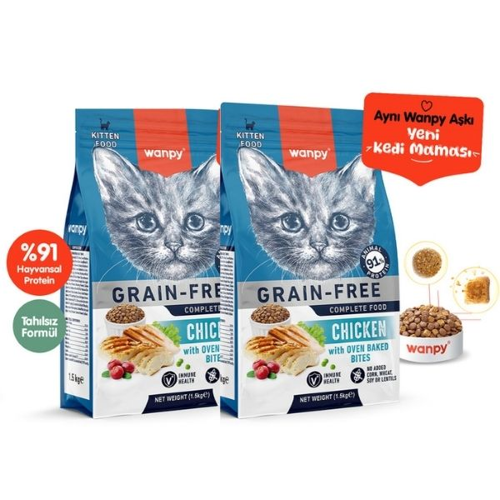 Tahılsız Tavuklu Yavru Kedi Maması 1,5Kg X 2 Adet