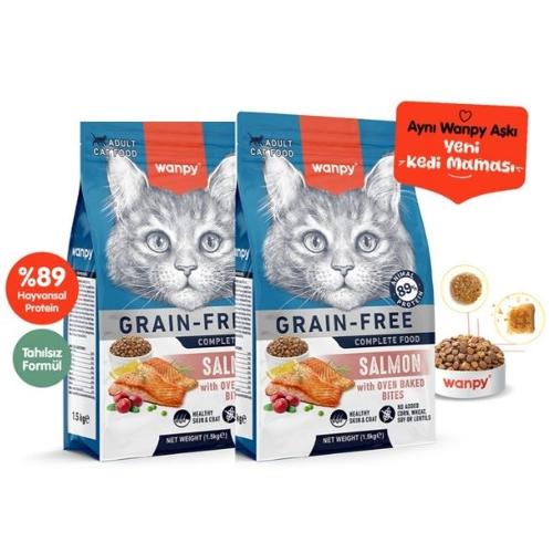 Tahılsız Somonlu Yetişkin Kedi Maması 1,5Kg X 2 Adet