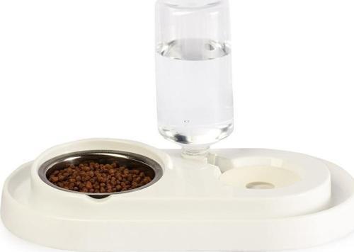 Çelik Taslı LÜX Hazneli Kedi-Köpek Mama Ve Su Kabı Seti 1000ml Beyaz