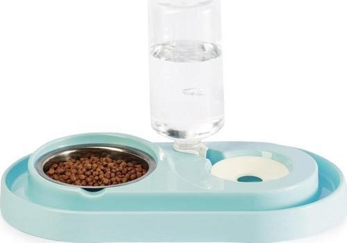 Çelik Taslı LÜX Hazneli Kedi-Köpek Mama Ve Su Kabı Seti 1000ml Turkuaz