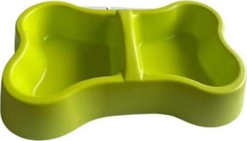 Plastik Kemik Kedi-Köpek Mama ve Su Kabı 400/400 ml Koyu Yeşil