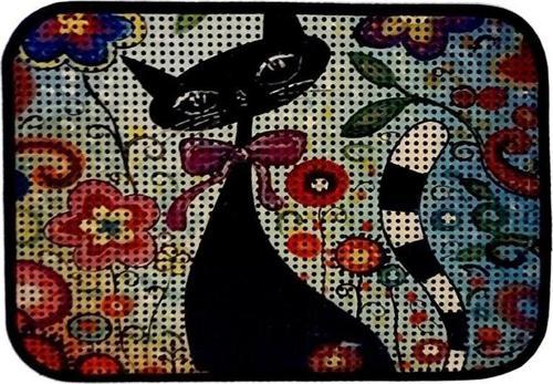 Elekli Desenli Kedi Tuvalet Önü Paspası 60 x 45 cm Çiçekler