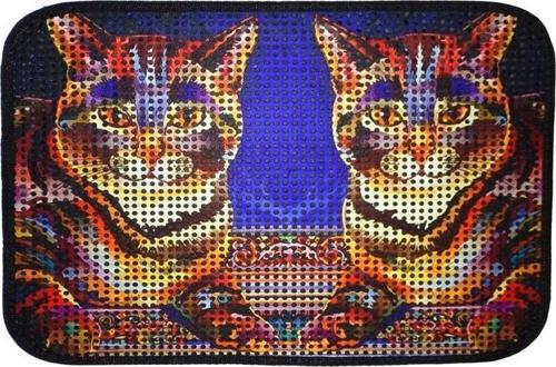Elekli Desenli Kedi Tuvalet Önü Paspası 60 x 45 cm İkiz Kaplan